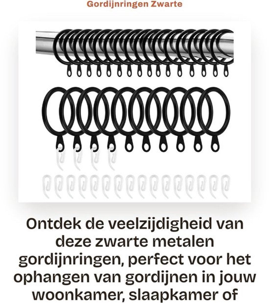 Gordijnringen 100 Stuks - Zwarte Metalen Ringen - 33 mm - Gordijnhaken - Duurzaam - Schokbestendig - Gordijnhaak