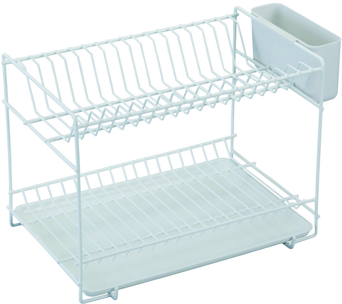 Dailygoods - Klein Stalen Afwasrek met Witte Plastic Coating - 38,5 x 25 x 28 cm