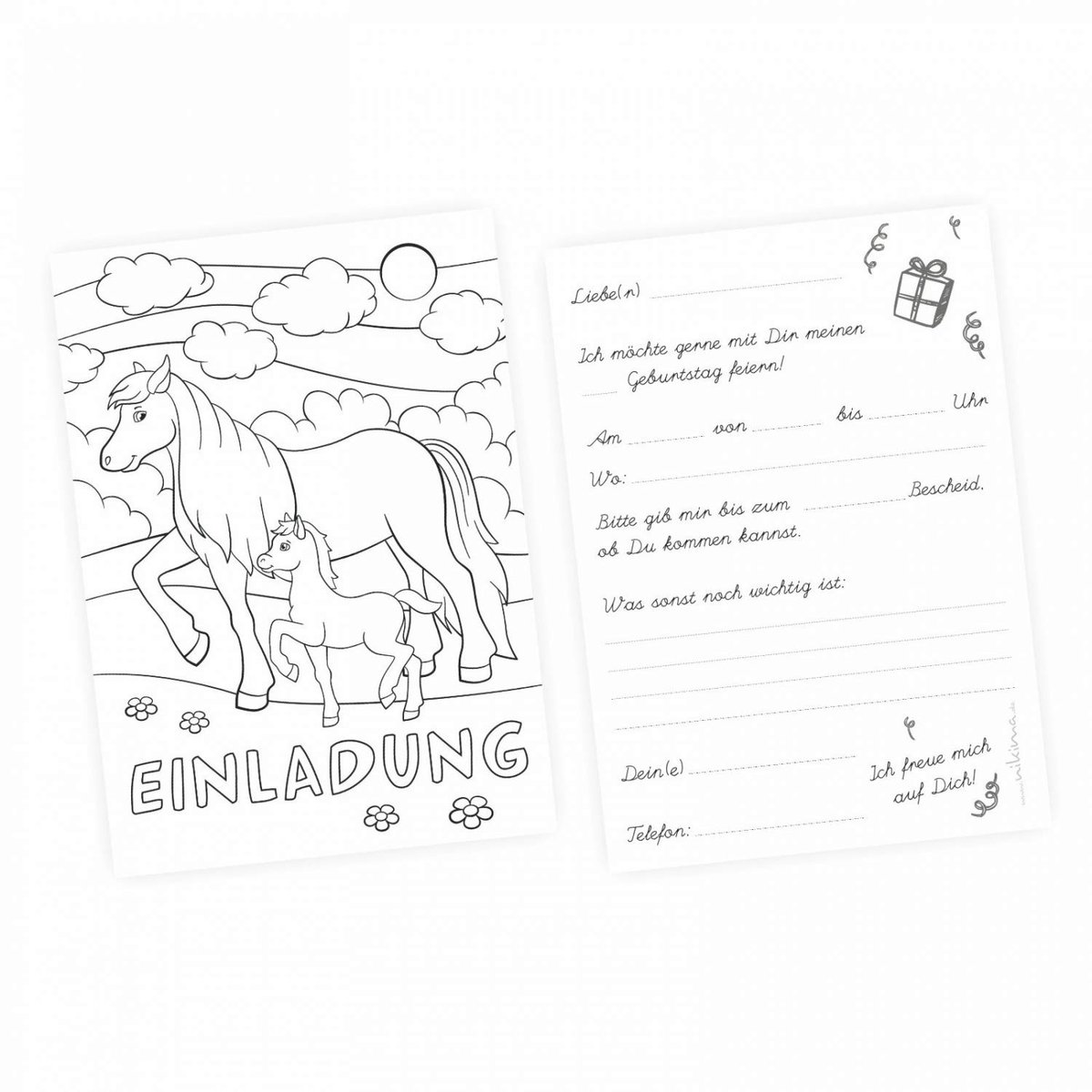 Dailygoods - Uitnodigingskaarten voor Paardenfeest - Inclusief Enveloppen