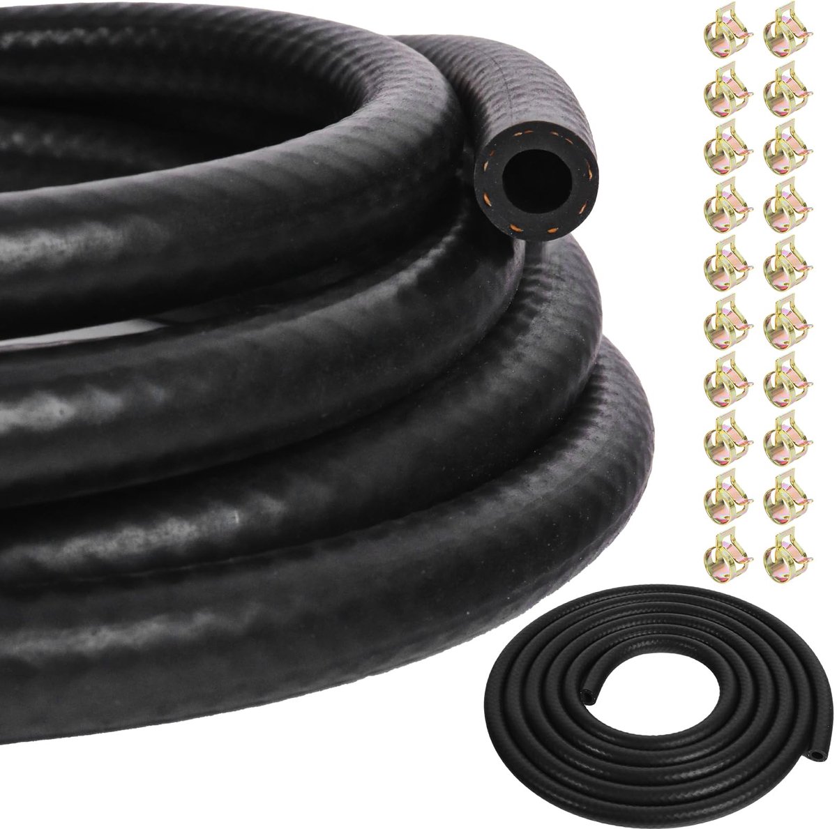 Dailygoods - 3 Meter Benzineslang met 20 Slangklemmen - Ideaal voor Motoren en Grasmaaiers