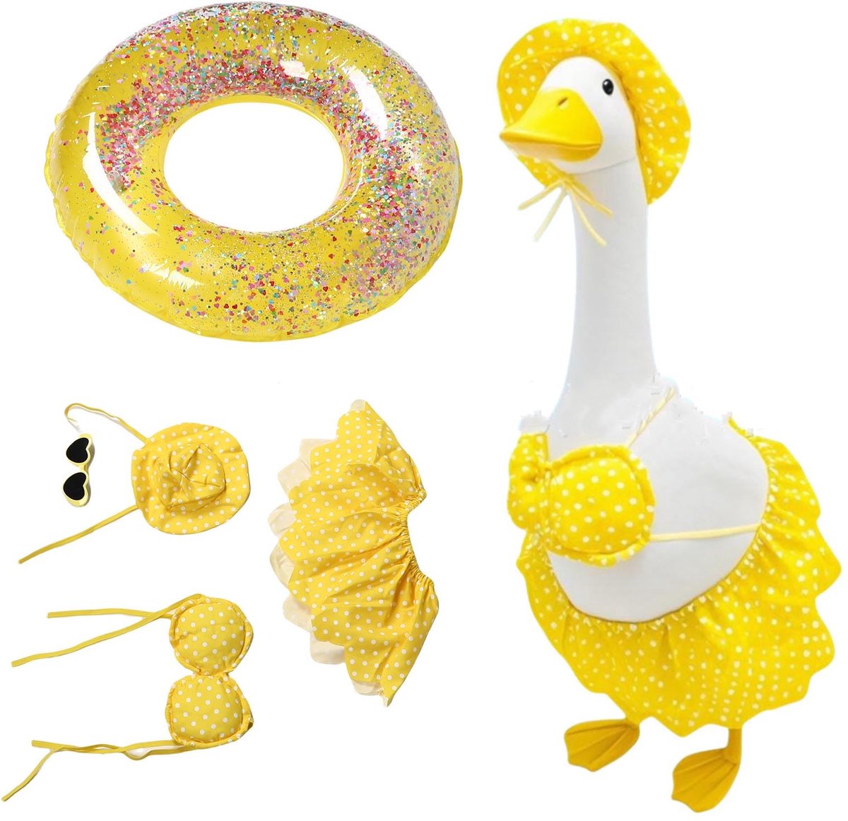 Dailygoods- Gans Kostuum Complete Set - Tuin Decoratie - Feestelijke Outfit - Duurzame Materialen - Accessoires - Hawaiiaanse Esthetiek - Tuindecoratie