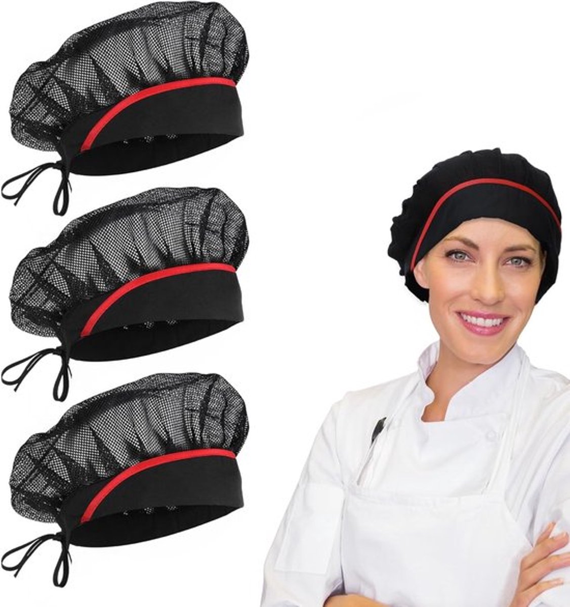 - Kookmuts - Elastisch - Haarnetje - Zwart - Herbruikbaar - Verstelbaar - Keukenaccessoire - Dames - Zwart model