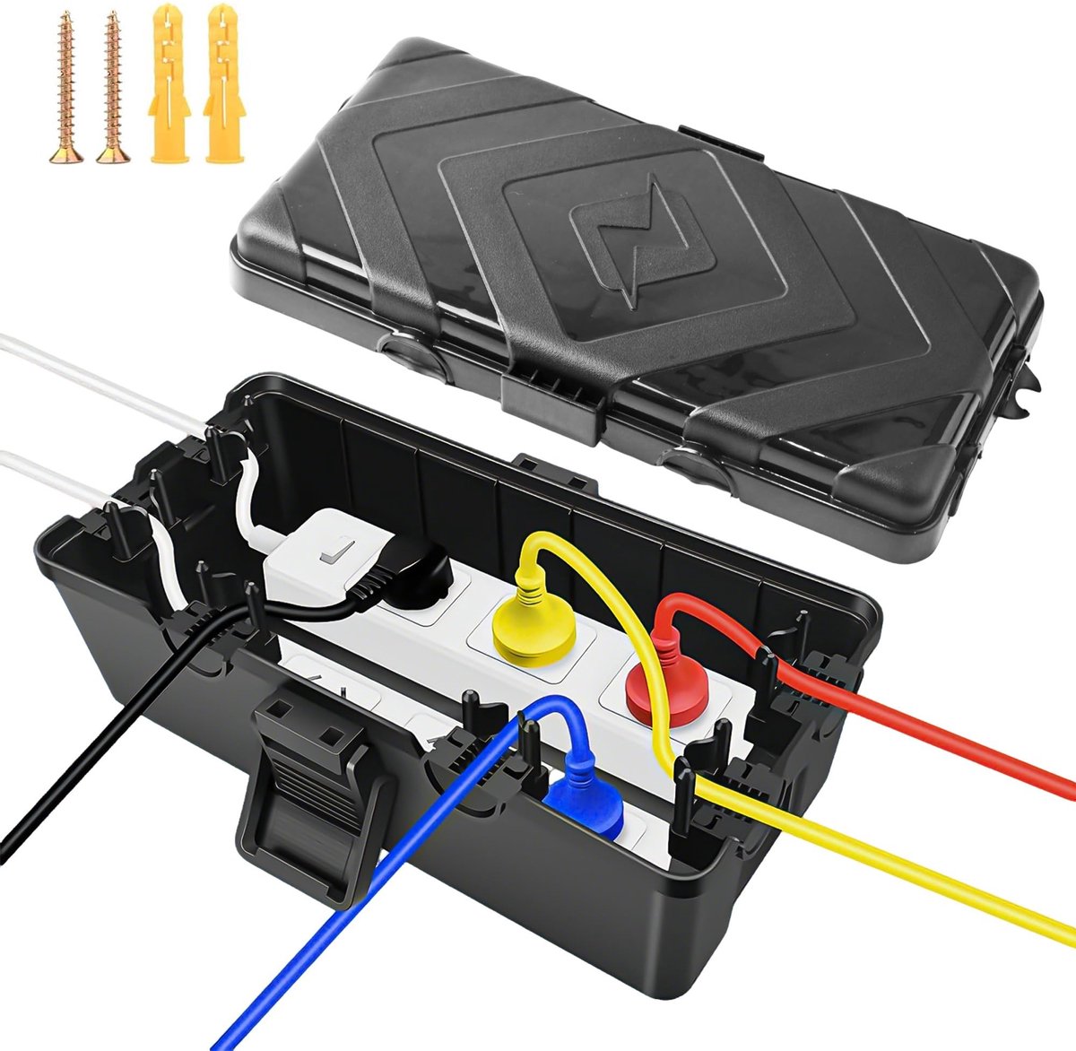 Dailygoods- Kabelbox Waterdicht - Grote Kabelbox - Elektrische Box voor Buiten - Kabel Organiser - 6 Kabelinvoeren - 26,0 × 15 × 9,0 cm - Kabelopslag