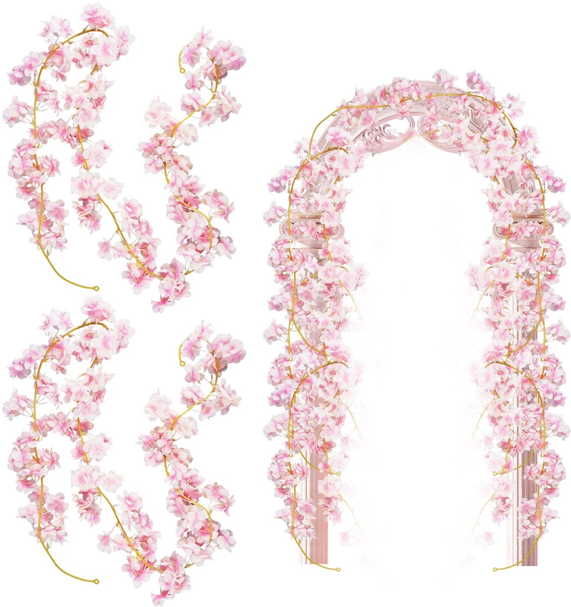 Dailygoods - 2 Stuks Kunstmatige Zijde Kersenbloesem Slinger - Decoratie voor Thuis en Tuin