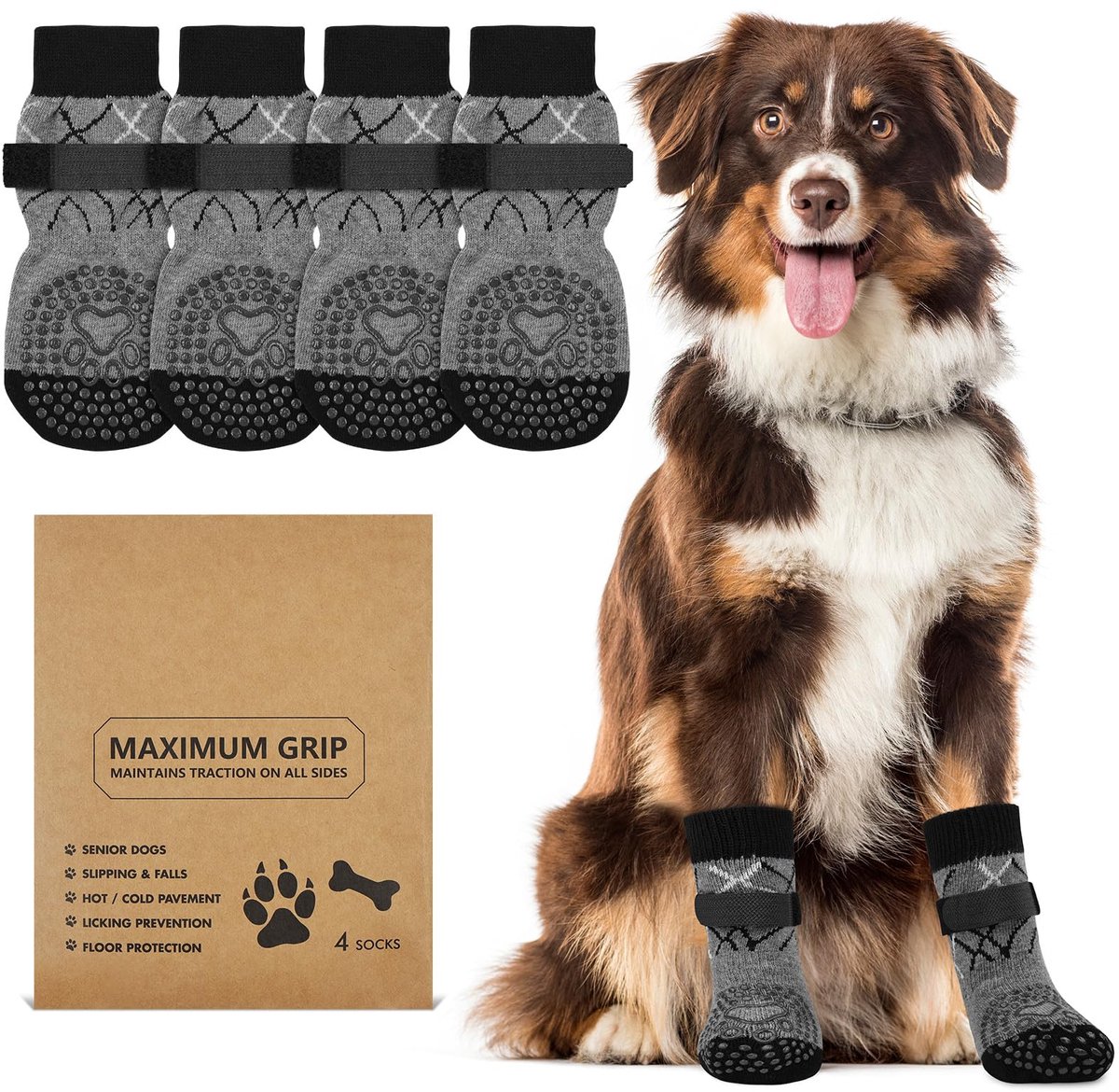 Dailygoods - 2 Paar Antislip Hondensokjes Met Grip - Bescherming Voor Gewonde Poten