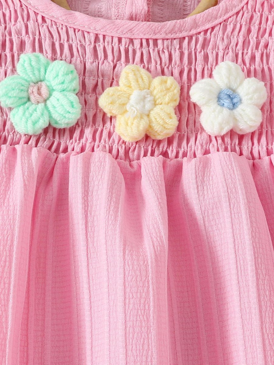 SnelShoppen - Meisjeskleding Set met Ruches en Bloemen Top en Korte Broek, Leuke Zomerkleding voor Kinderen 9M-4 Jaar, Roze, Perfect voor Feestjes en