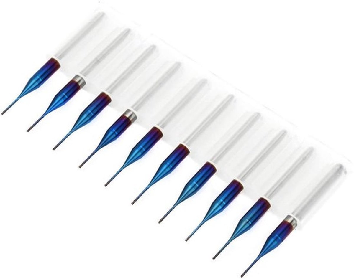 - Kegelfrees - Wolfraamcarbide Blauw Gecoate Frees - 10 Stuks - Precisie Vingerfrezen - Geschikt voor CNC-machines - Ideaal voor Precisiewerk