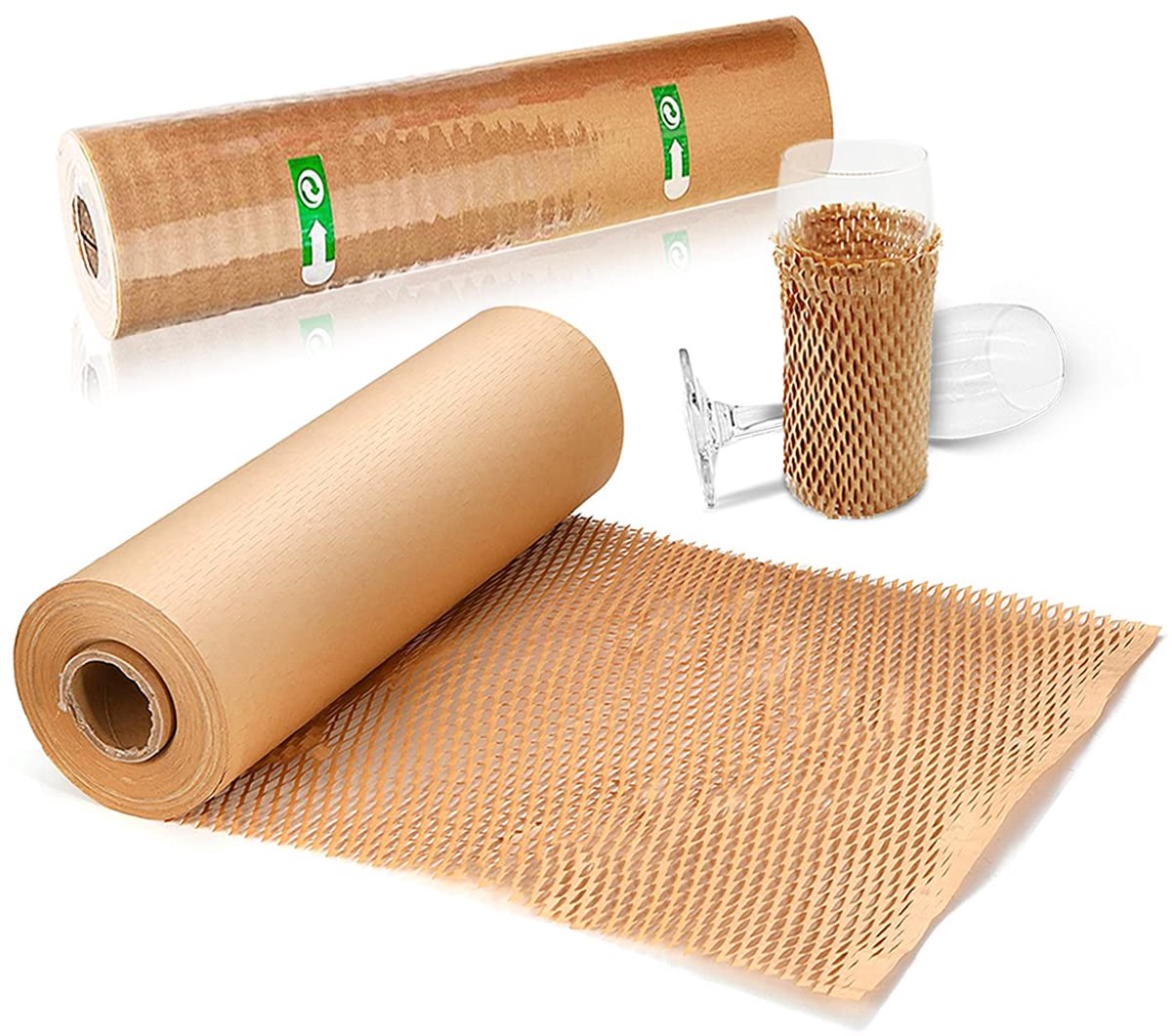 Dailygoods - Honingraat Verpakkingspapier 0,35 x 91,4 m - Dempend Inpakpapier op Rol voor Verhuizing