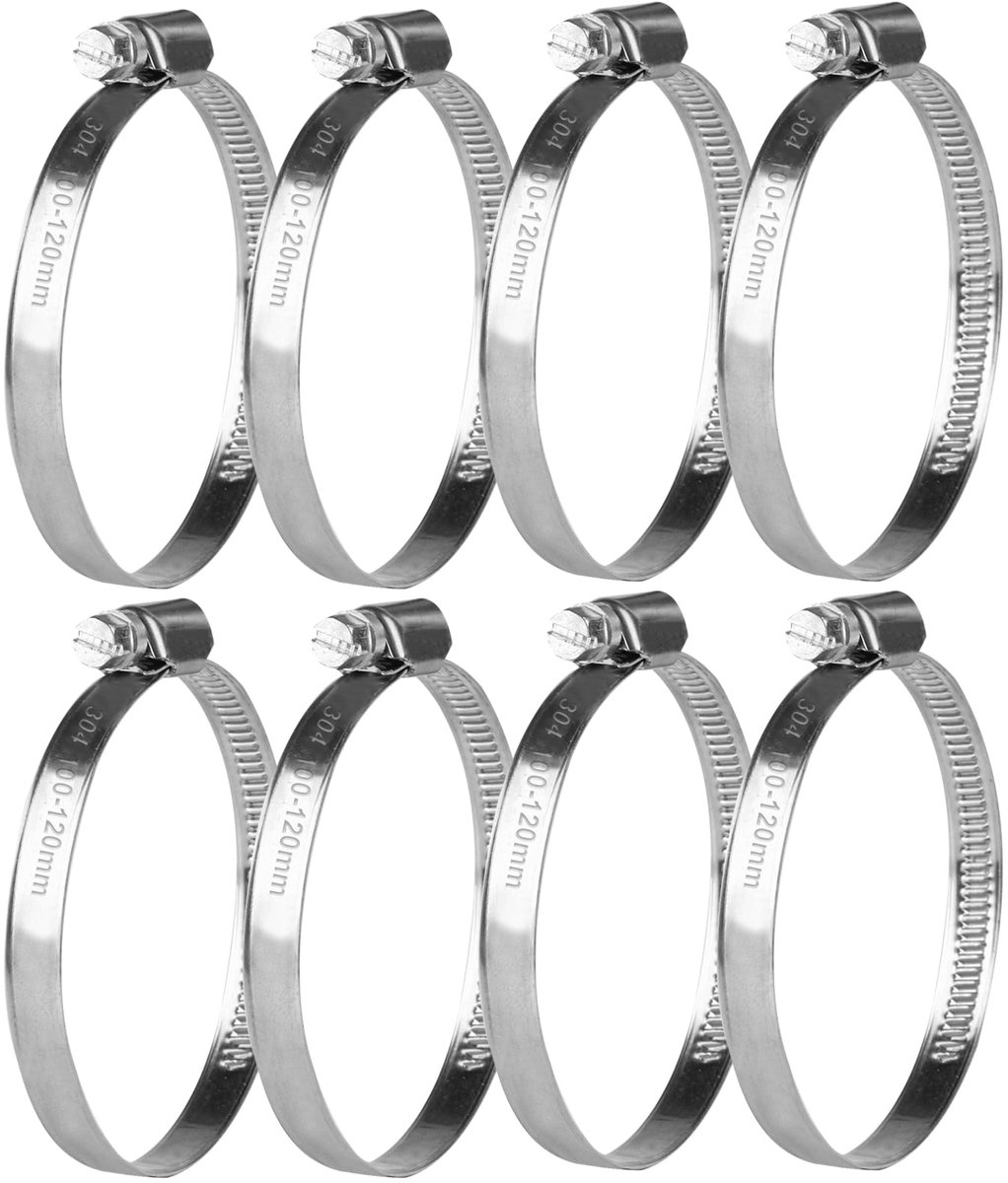 Dailygoods - 8 Stuks Slangklemmen Set - Verstelbare 100-120mm Slangklemmen voor Diverse Toepassingen