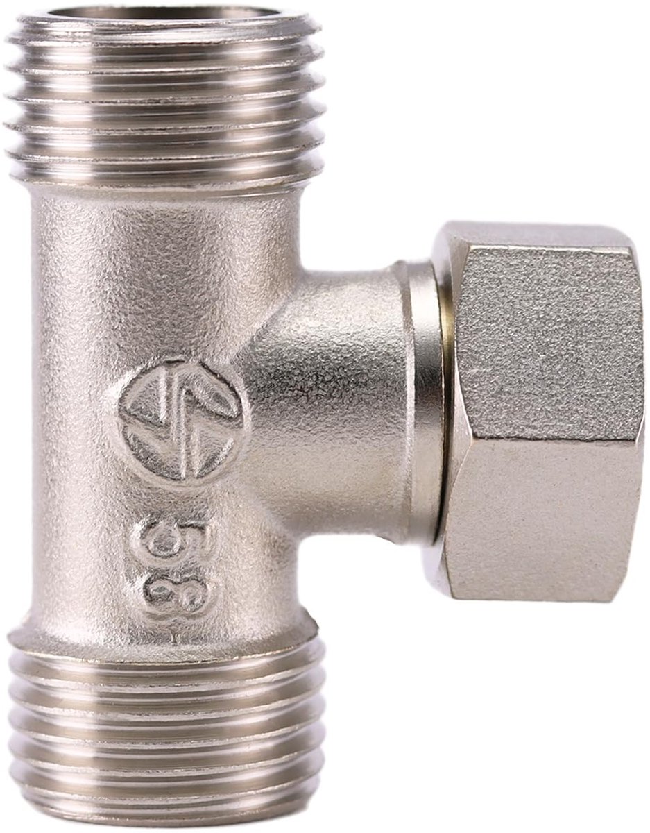 Dailygoods- T-stuk 1/2" Mannelijk/Vrouwelijk - 3-weg Douche Omleider - Messing Chroom - Corrosiebestendig - Eenvoudig te Installeren - Duurzaam - T-adapter