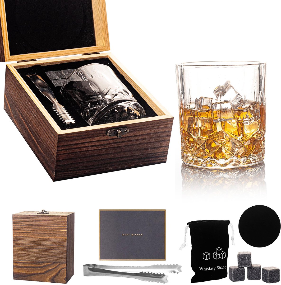 Dailygoods - Whiskyglazen Cadeauset - Luxe Cadeau voor Mannen voor Verjaardag en Feestdagen