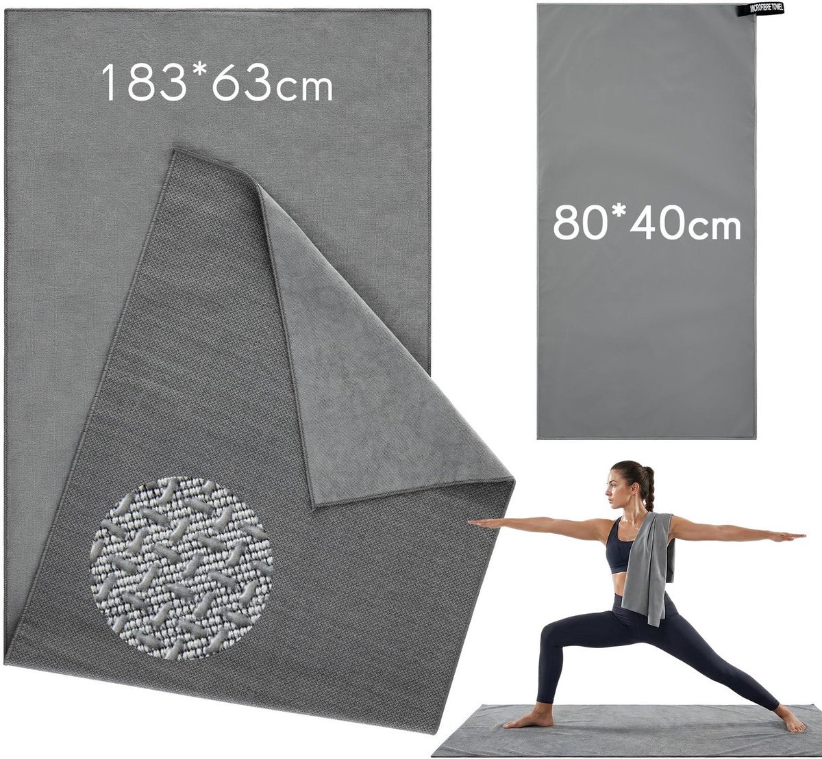 Dailygoods - 2-Pack Yoga Towel met antislip handvatten - Ideaal voor Hot Yoga en Pilates