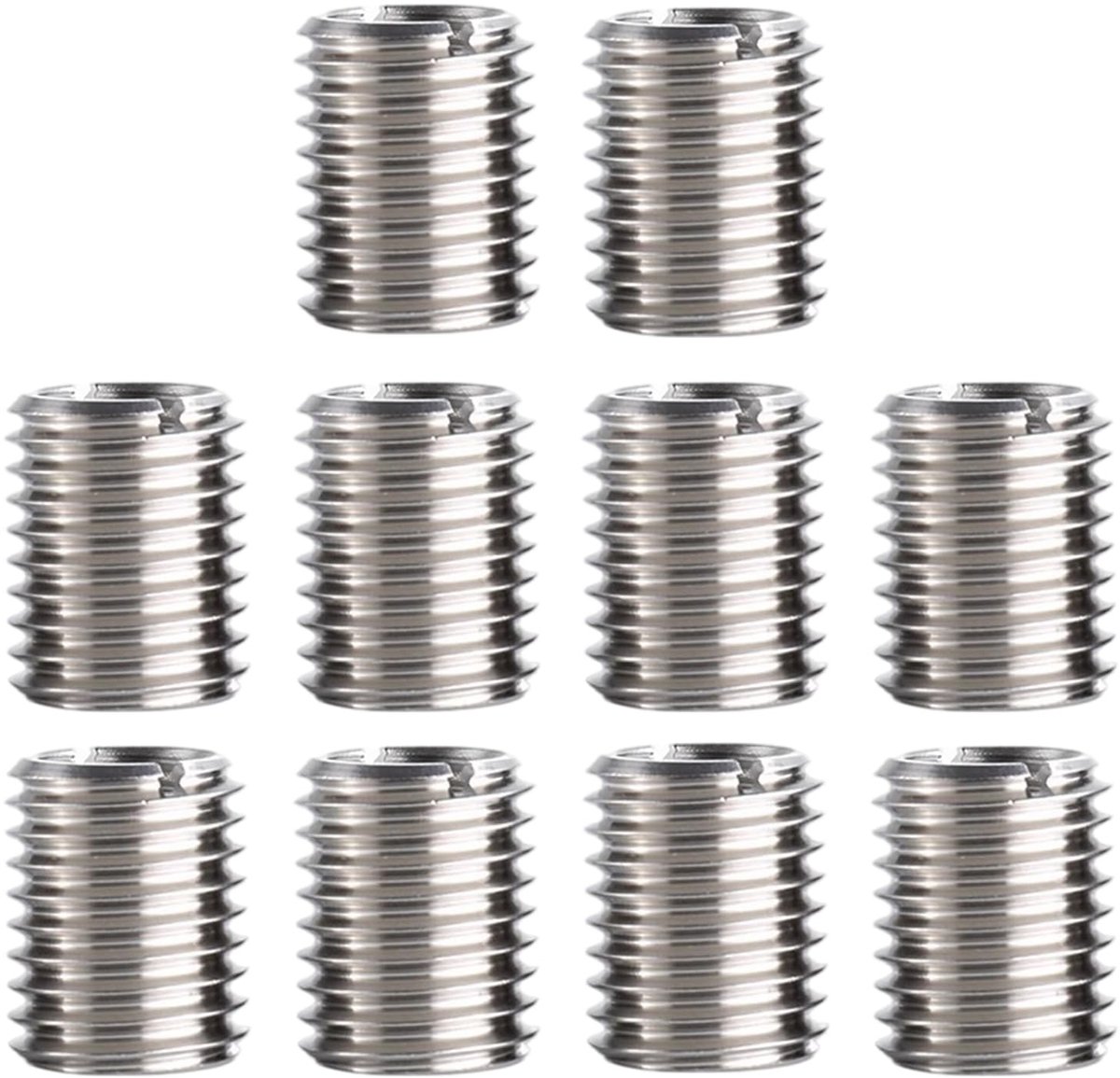 Dailygoods- Draadinzet 10 Stuks - M8 naar M6 - 15 mm RVS Draadbus - Schroefbus - Inschroefmoer - Draadadapter - Geschikt voor Draadreparatie