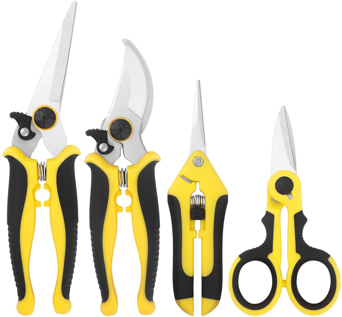 Dailygoods - Set van 4 Tuingereedschap - Roestvrijstalen Snoeischaren en Takkenscharen