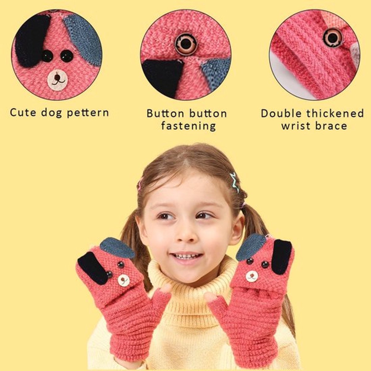 - Vouwbare Vingerloze Winterhandschoenen - Kinderen - Schattige Cartoonstijl - Warmte - Comfort - Bescherming - Geschikt voor 5-12 jaar -