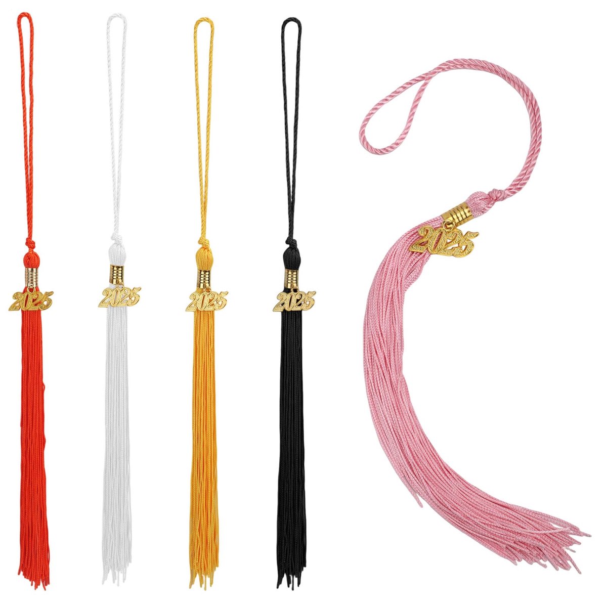 Dailygoods - 5 Stuks Afstudeertassels 2025 met Charm in 5 Kleuren