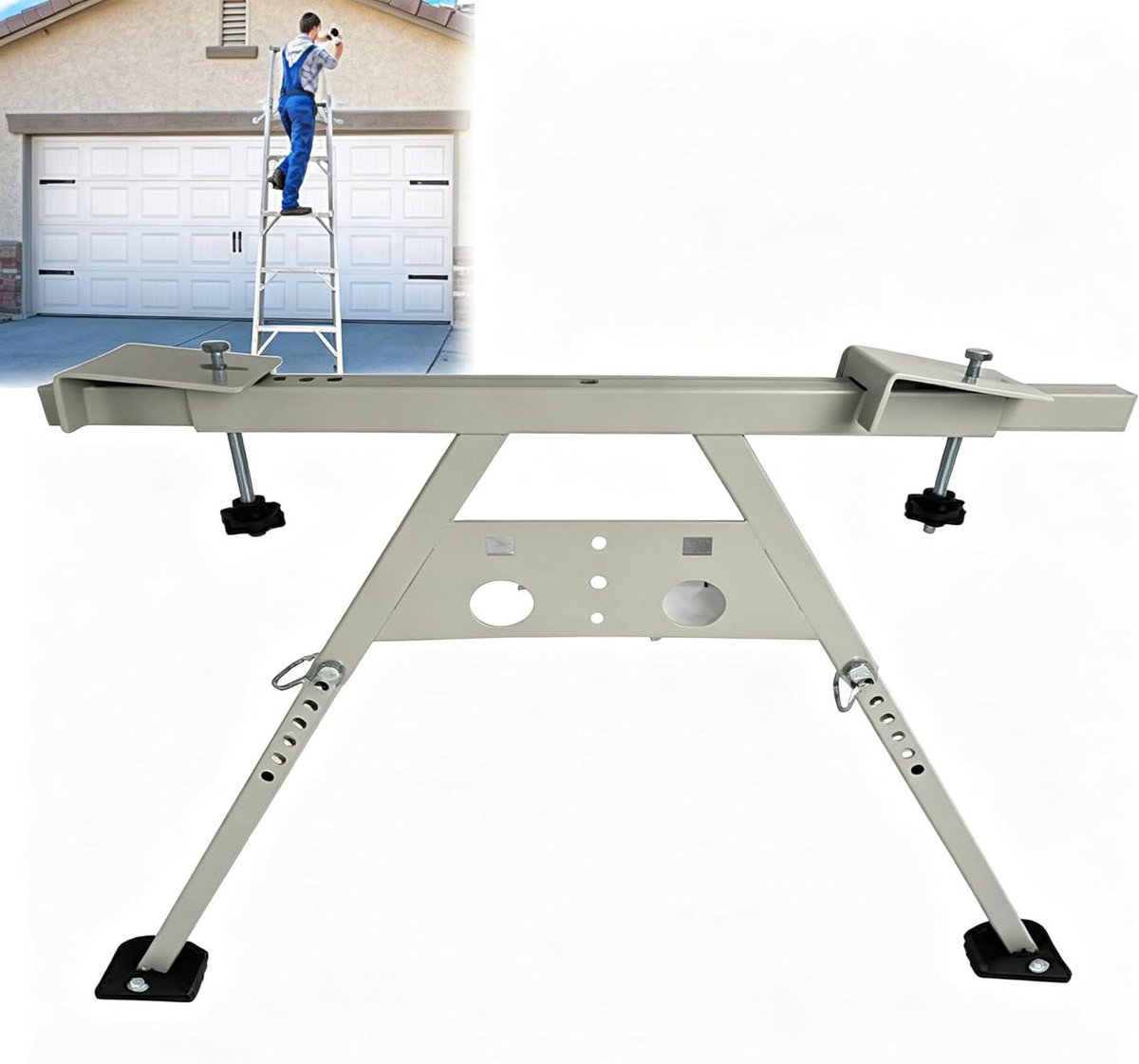 Ladderstabilisator - Ladderverbreder Laddersteun - Veilig Werken - Verstelbaar Breedte Hoogte - 51-75 cm - Zilver