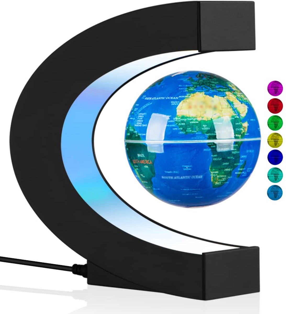 Dailygoods - Leviterende Wereldbol met LED Verlichting - Draaiende Globe voor Thuis en Kantoor Decoratie