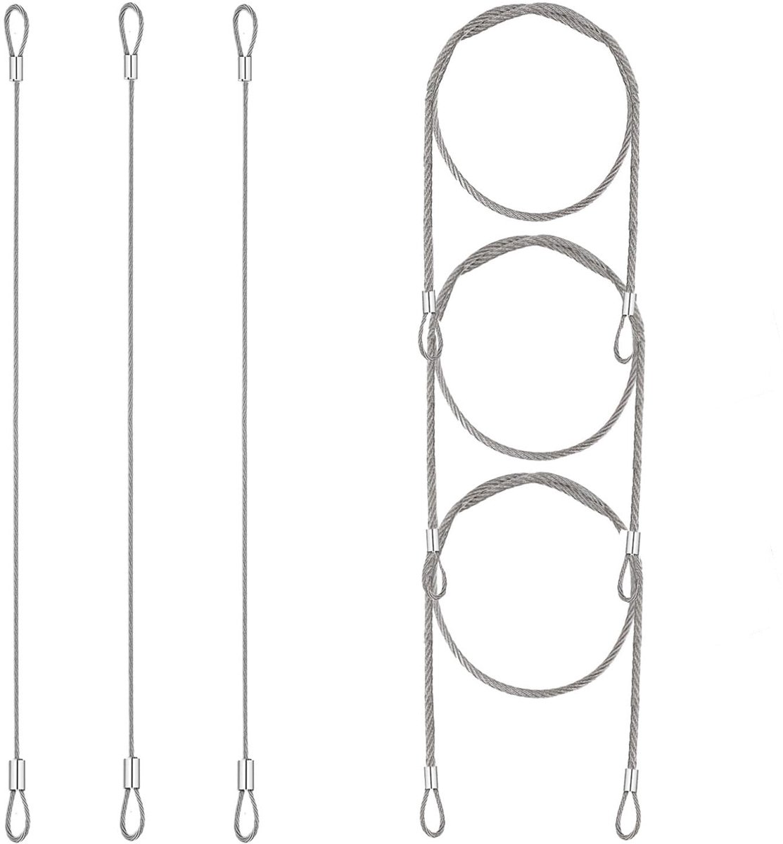 Dailygoods - 6 Stuks Rvs Veiligheidscabines met Lussen - Dubbele Loop voor Verlichting en Bagage