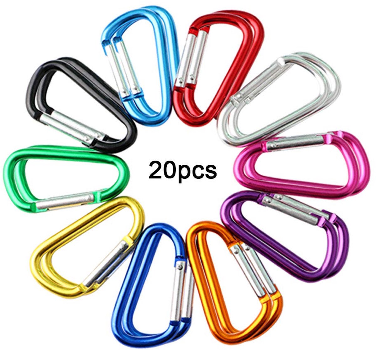 Dailygoods - 20Pcs Premium Aluminium Multifunctionele Karabijnhaken - Mini Sleutelhanger Clips