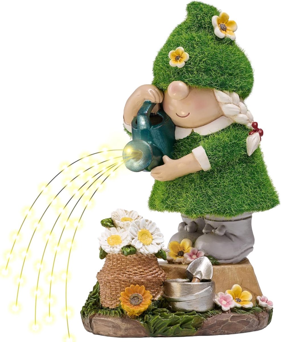 Dailygoods - Tuinbeeld Gnoom met Zonne Lamp - 20 cm