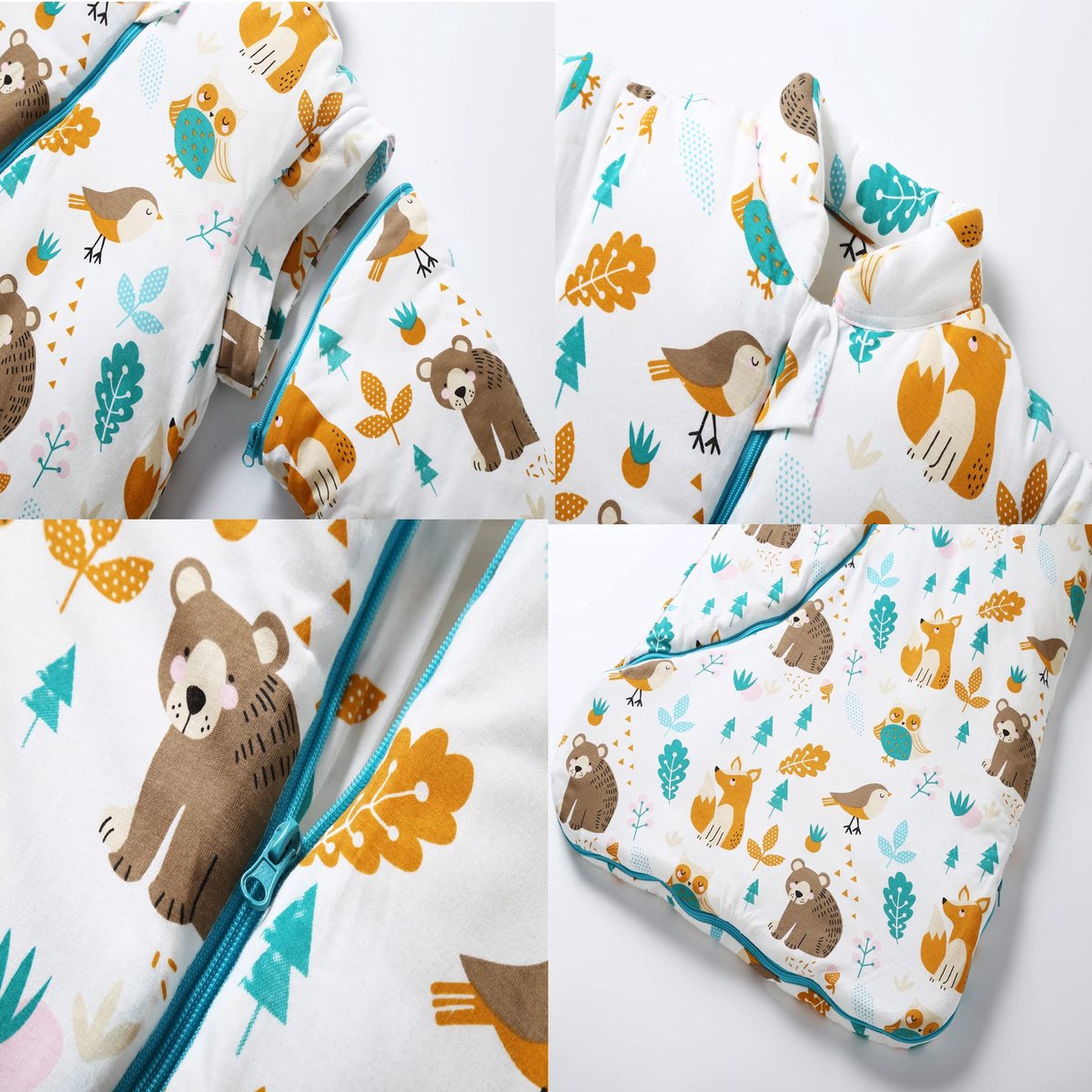 SnelShoppen - Babywinterslaapzak 3,5 TOG - Kinderslaapzak van Biologisch Katoen - Verschillende Maten van Geboorte tot 4 Jaar - Dierenwereld - Ideaal