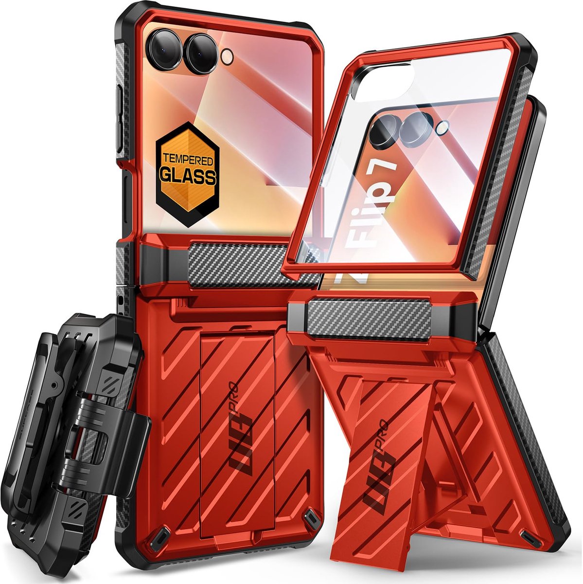 Dailygoods - Hoesje voor Samsung Galaxy Z Flip 7 - Militaire Kwaliteit met Opvouwbare Standaard