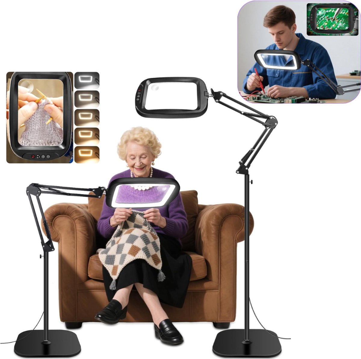 ApexArte® Vergrootglas met Verlichting - Vergrootglas op Standaard - Loep - Vergrootspiege