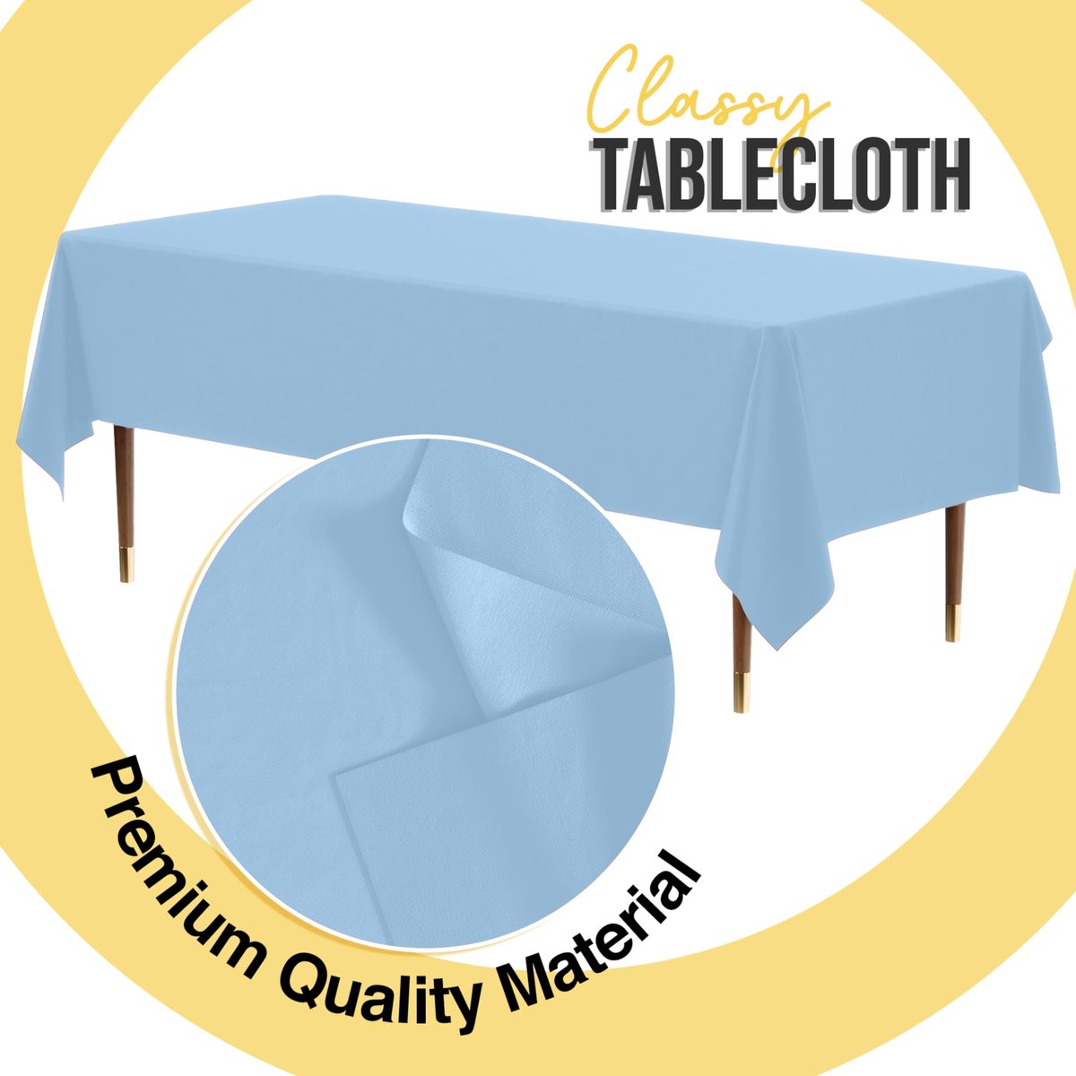 SnelShoppen - Party Solids Premium Plastic Tafelkleed Rechthoekig 0,5 ml - 6 Stuks Lichtblauw - 137 cm x 275 cm - Wegwerp Tafelkleed voor Feesten, Tui