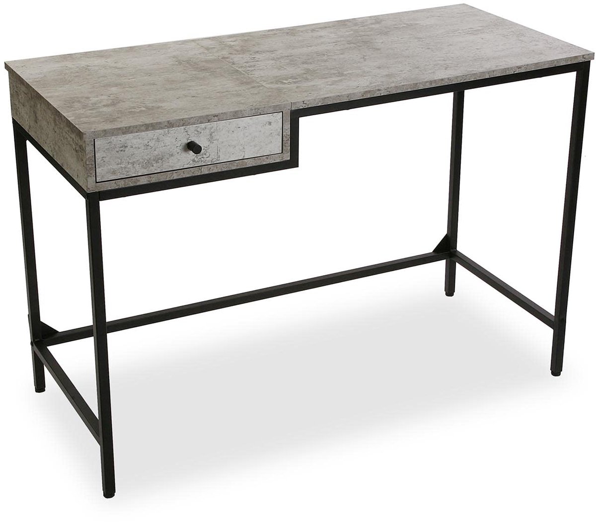 SnelShoppen - Versa Jack Computer Bureau Tafel - Gaming Tafel met Lade - Hout en Metaal - Afmetingen 76x48x110 cm - Grijs - Perfect voor Slaapkamer of