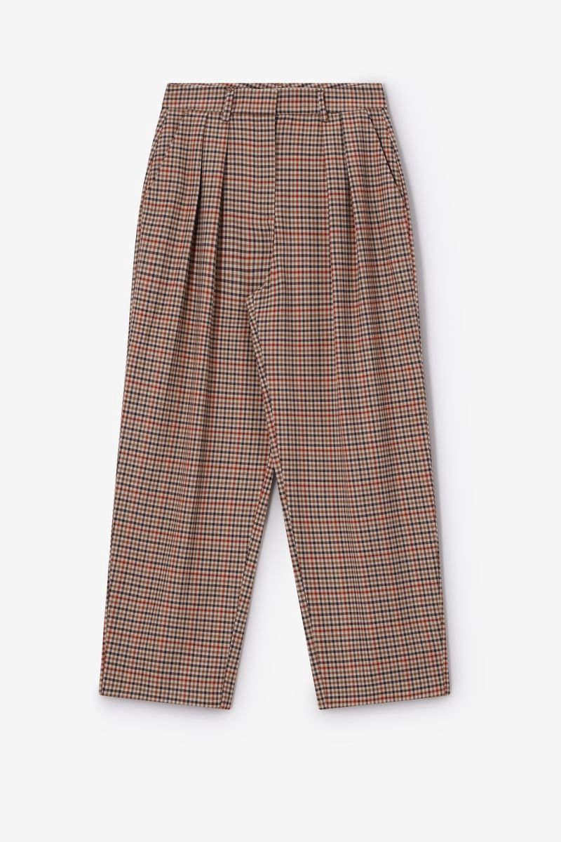 Sissy-Boy - Lichtbruine geruite high waist straight leg broek