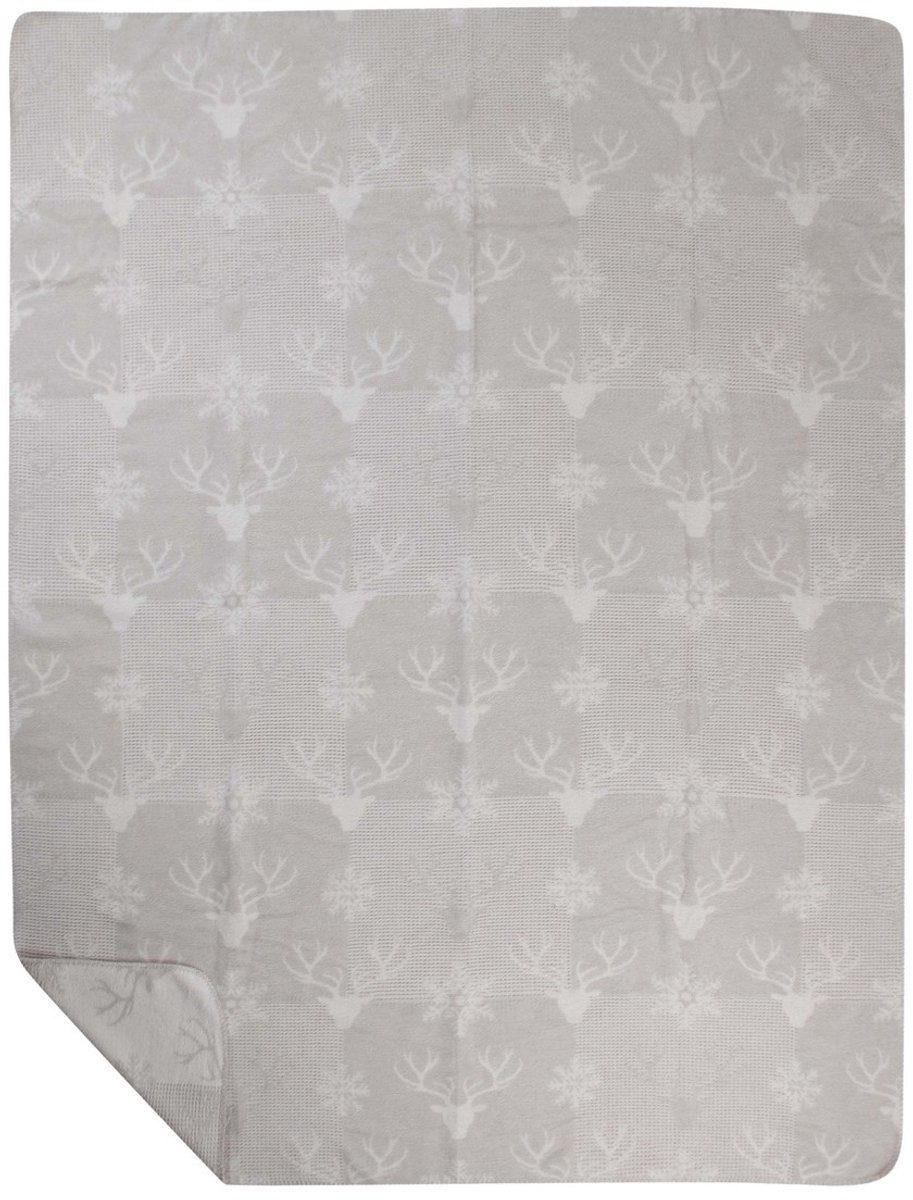 Plaid Wafel hertenpatroon beige 150x200cm