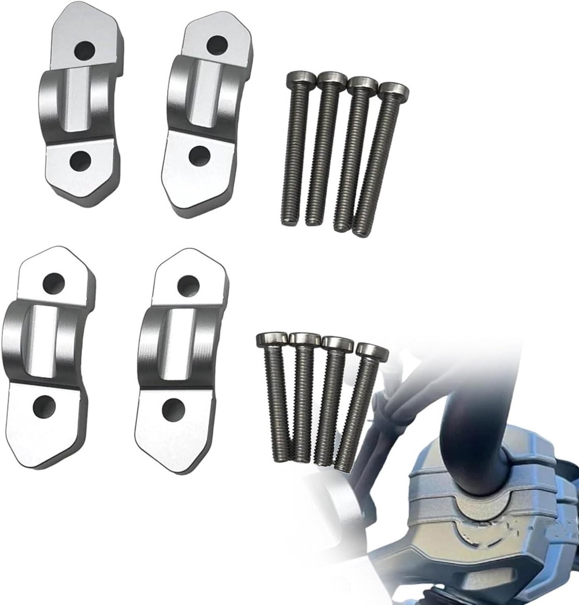Stuurverhoger Montagekit - Stuurverhoger Klemmen - Comfortabeler Rijden - Verhoogt Stuur 15/30mm - 300 g - Zilver