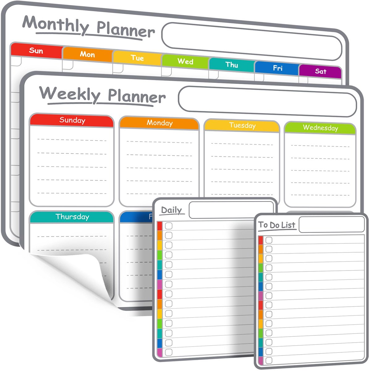 SnelShoppen - Whiteboardkalender Maand- en Weekplanner Zelfklevend voor Muur en Koelkast - To-Do-List 4 Stuks - Familie- en Kantoorplanner voor Organi