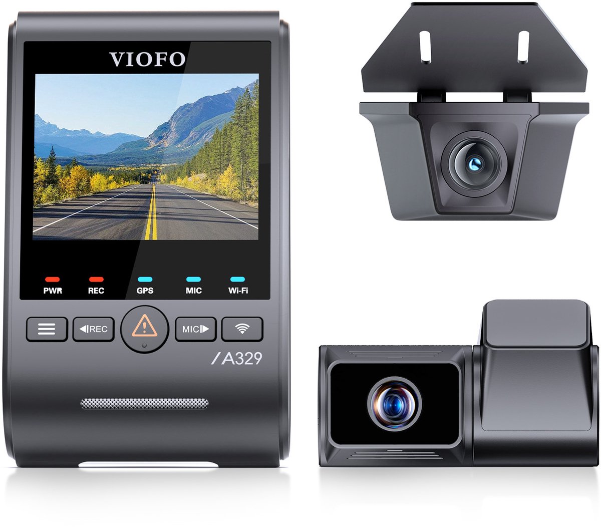 VIOFO A329TW 3CH - Dashcam - 4K Voorcamera + 2K Telecamera + 2K Achtercamera - Sony STARVIS 2 - 4x Optische Zoom - WiFi 6 - GPS - Parkeerstand - SSD Ondersteuning tot 4TB