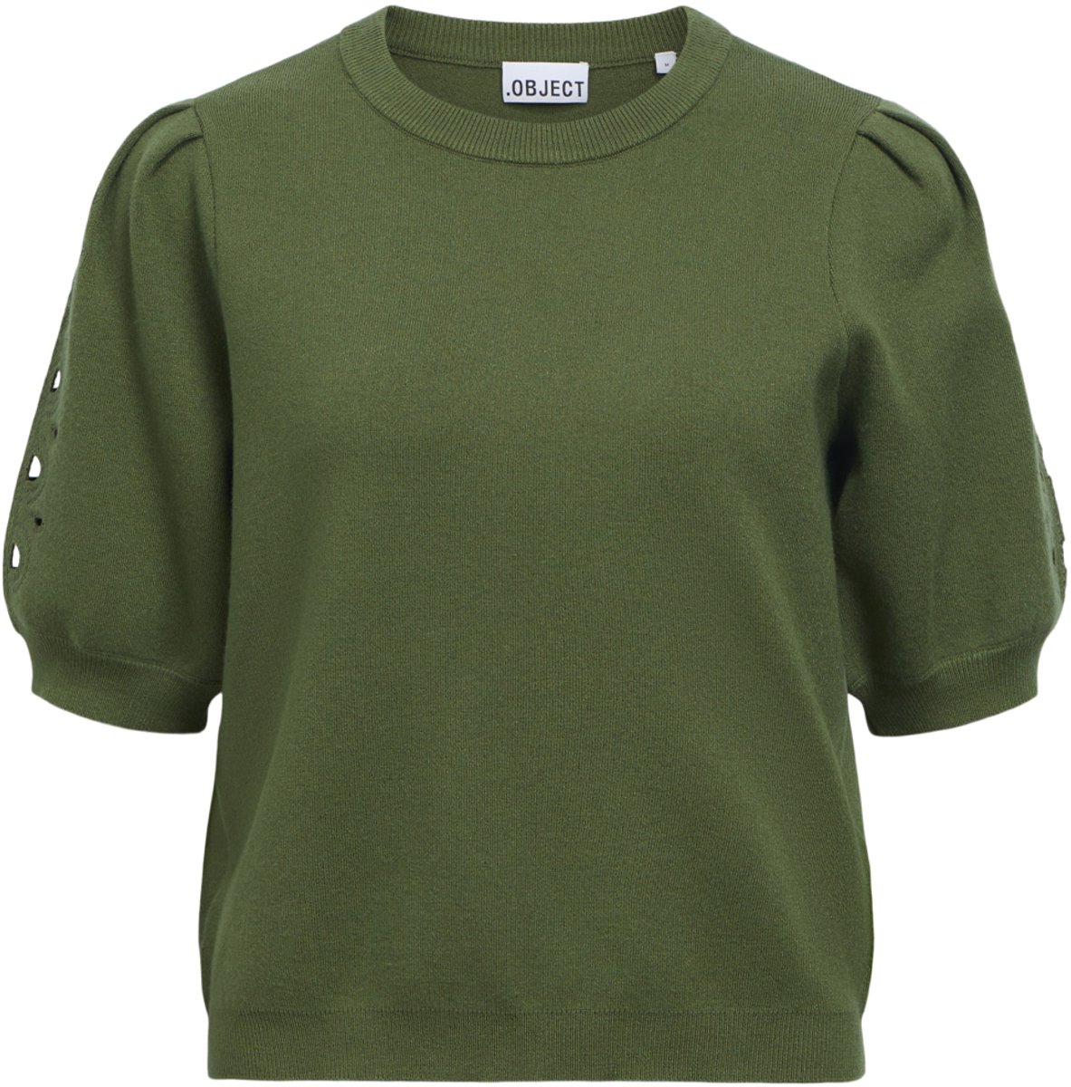 Object Trui Objyuki S/s Re Knit Pullover Noos 23047215 Bronze Green/embroidery Dames Maat - M