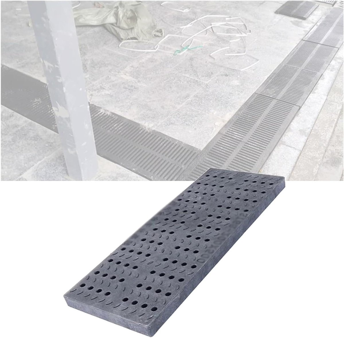 Afvoerzeef - Afvoerdeksel Goot - Voorkomt Verstopping - Duurzaam Polymeerplastic - 20 x 50 x 2 cm - Zwart