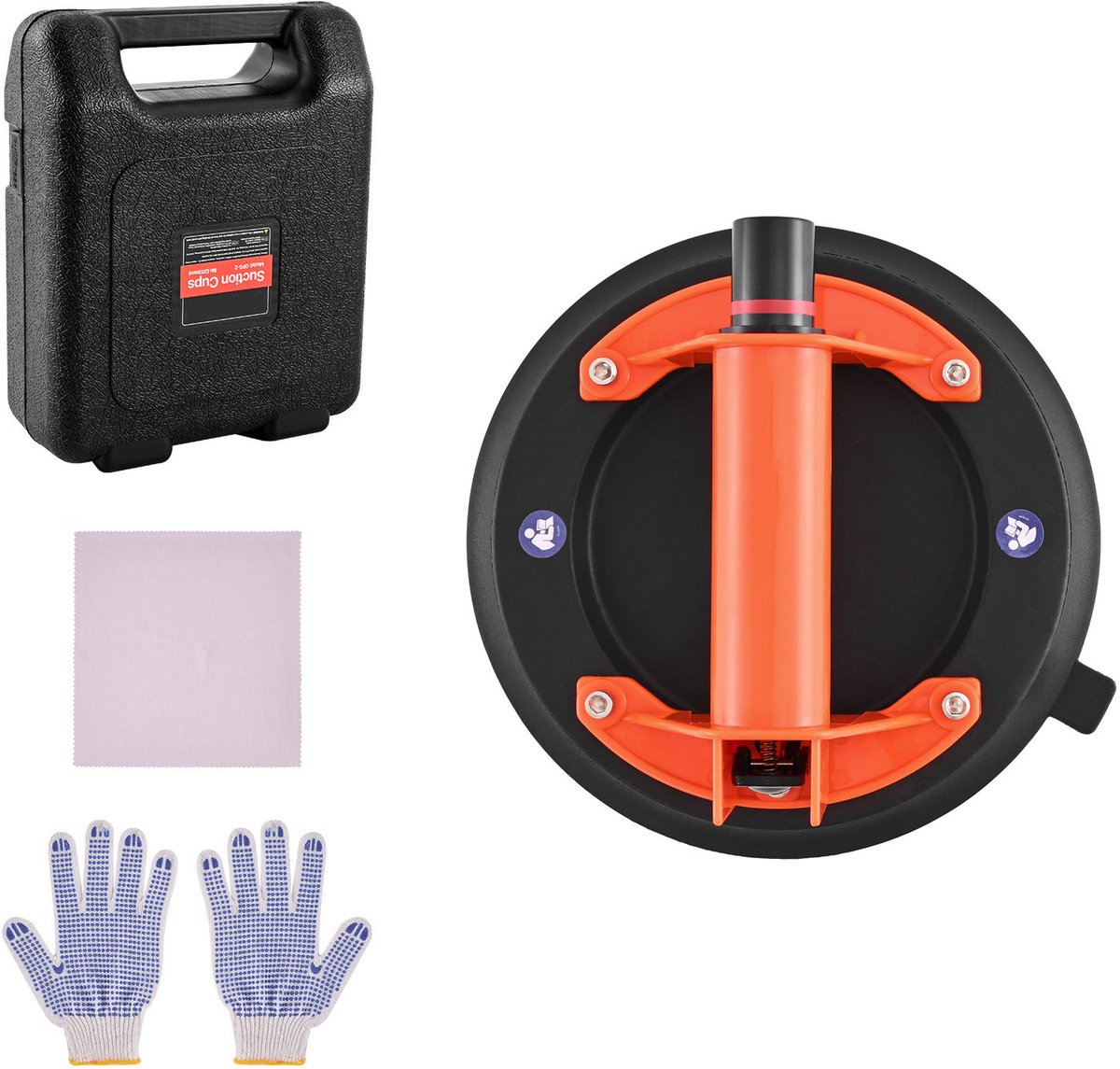 Vacuumzuignap 203 mm met ABS-handvat, tegelzuignap met een draagvermogen van 180 kg, inclusief draagtas voor het tillen van tegels, graniet en gipsplaten, 1 stuk.