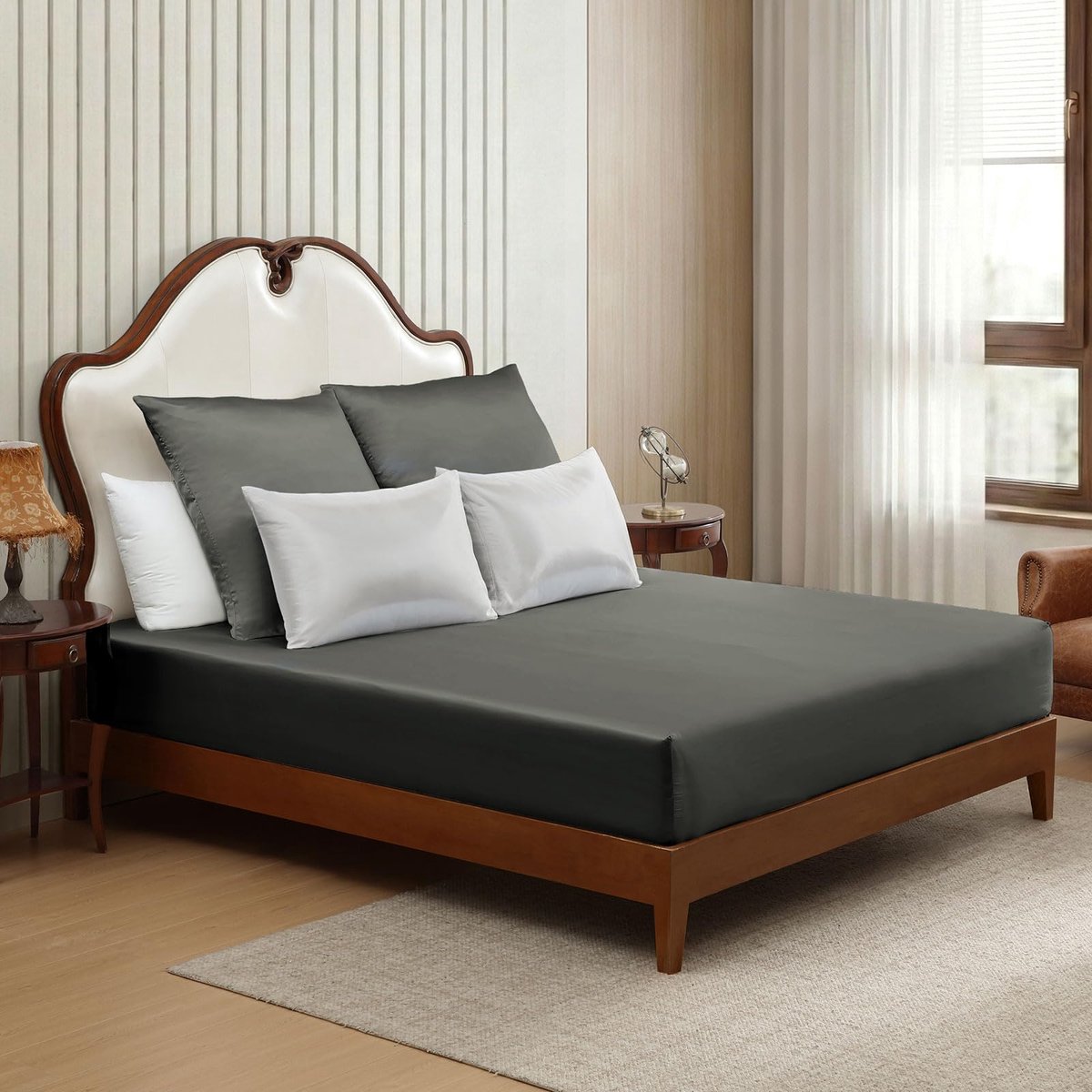 SnelShoppen - Satijnen Hoeslaken 3-delig 140 x 200 cm tot 30 cm met 2 Kussenslopen 80 x 80 cm - Gecertificeerd Oeko-Tex 100 - Glad Polyester - Luxe Be