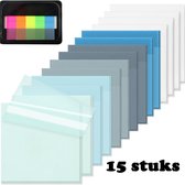 15-Delige Set Sticky Notes Transparant - Index Tabs - Beschrijfbare Indexlabels - Bladwijzer - Plakbriefjes - Zelfklevend - Geschikt Voor Studienotities, Boeken, Documenten En Notitieboekjes - Blauw