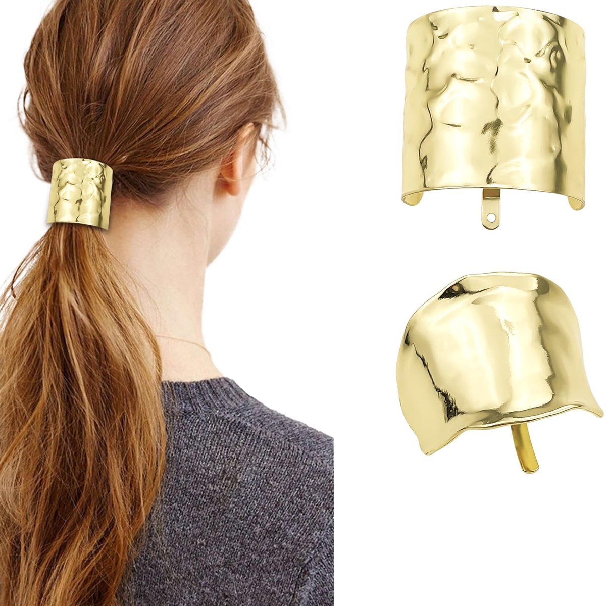 Dailygoods - 2-delige Ponytail Houder Set - Lava High Tail Haarclips in Goud