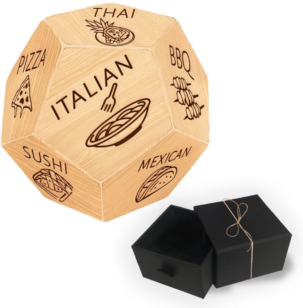 Dailygoods - Houten Voedsel Dobbelstenen Set - Grappige Geschenken voor Verjaardagen en Huwelijken