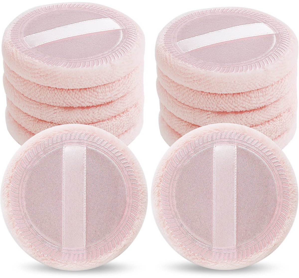 Dailygoods - 12 Stuks Roze Katoenen Poeder Puff voor Make-up en Cosmetica
