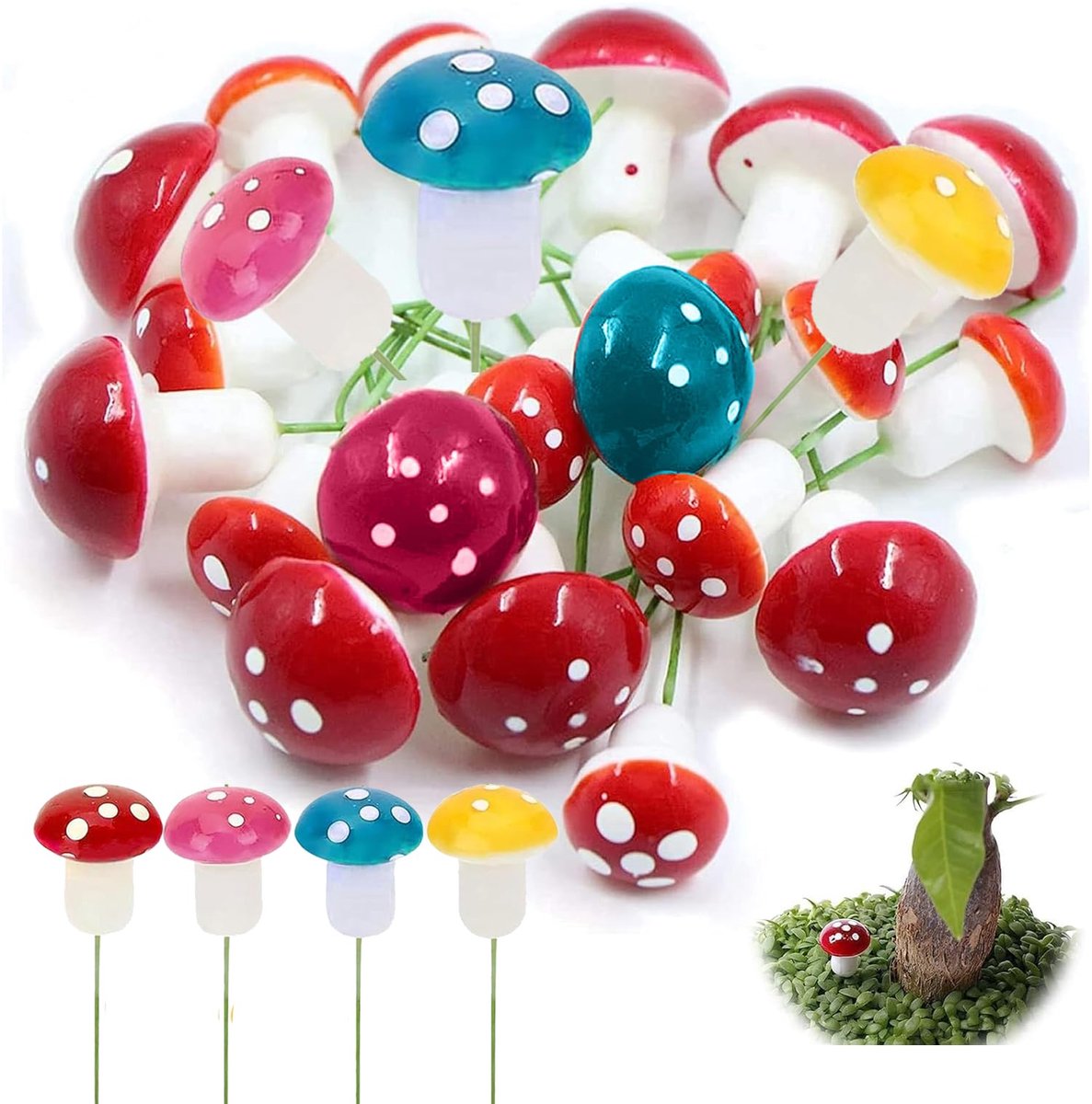 Dailygoods - 50 Stuks Tuin Paddestoelen Decoratie voor Bloempotten en Micro Landschappen