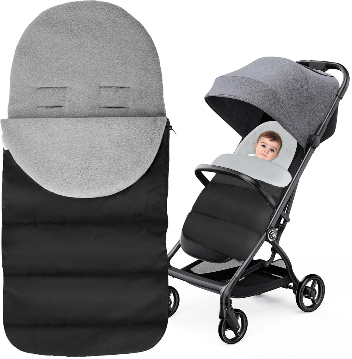 SnelShoppen - Voetenzak Cosy Toes voor Kinderwagen - Winddichte Universele Babyslaapzak - Grijze Voetenzak voor Buggy en Wandelwagen - Perfect voor Ki