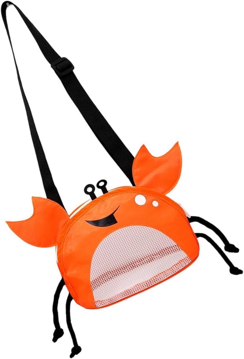 Netzak Strandtas - Schelpen Tas Opbergtas - Strand Speelgoed Opbergen - Verstelbare Draagriemen - 18x14x10 cm - Oranje