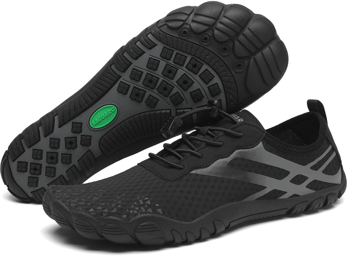 SnelShoppen - Badschoenen voor Dames en Heren, Waterschoenen, Sneldrogende Zwemschoenen, Aquaschoenen Maat 36-48, Zwart, Ideaal voor Strand, Zwembad e