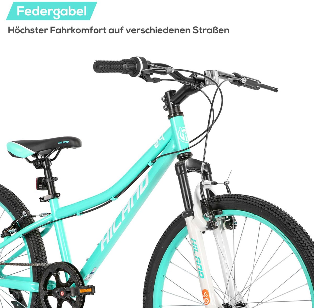 Kinderfiets Mountainbike - Jeugdfiets MTB - Buiten Fietsen - Verende Voorvork - 24 inch - Mint Groen