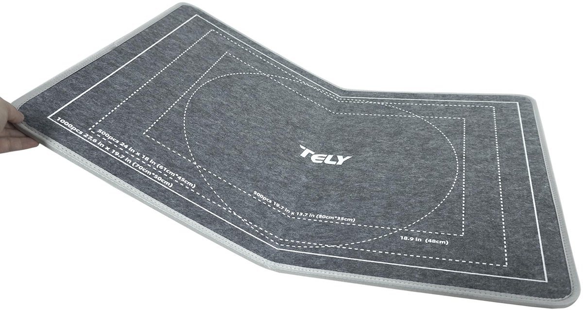 SnelShoppen - Opvouwbaar Puzzelbord - Stevig Hard Vilt met Antislip Oppervlak - Draagbaar en Licht - Geschikt voor Tot 1000 Stukken - Grijze Puzzelmat