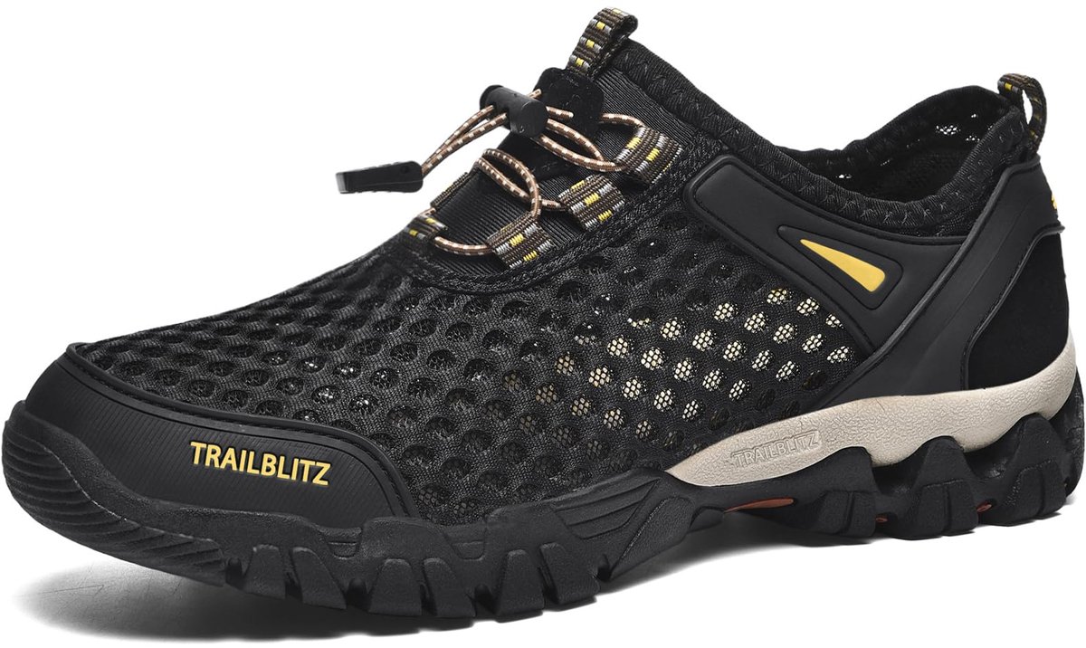SnelShoppen - TRAILBLITZ Waterschoenen Heren - Strandschoenen, Zwemschoenen, Outdoor Schoenen voor Wandelen, Trekking, Maat 46, Zwart, Ideaal voor Str